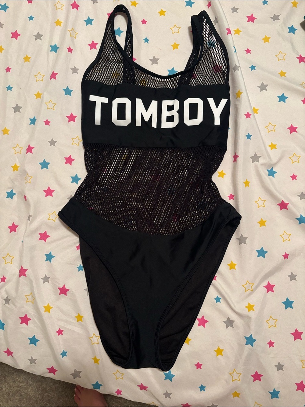TomboyX Black Mesh Logo  One-Piece